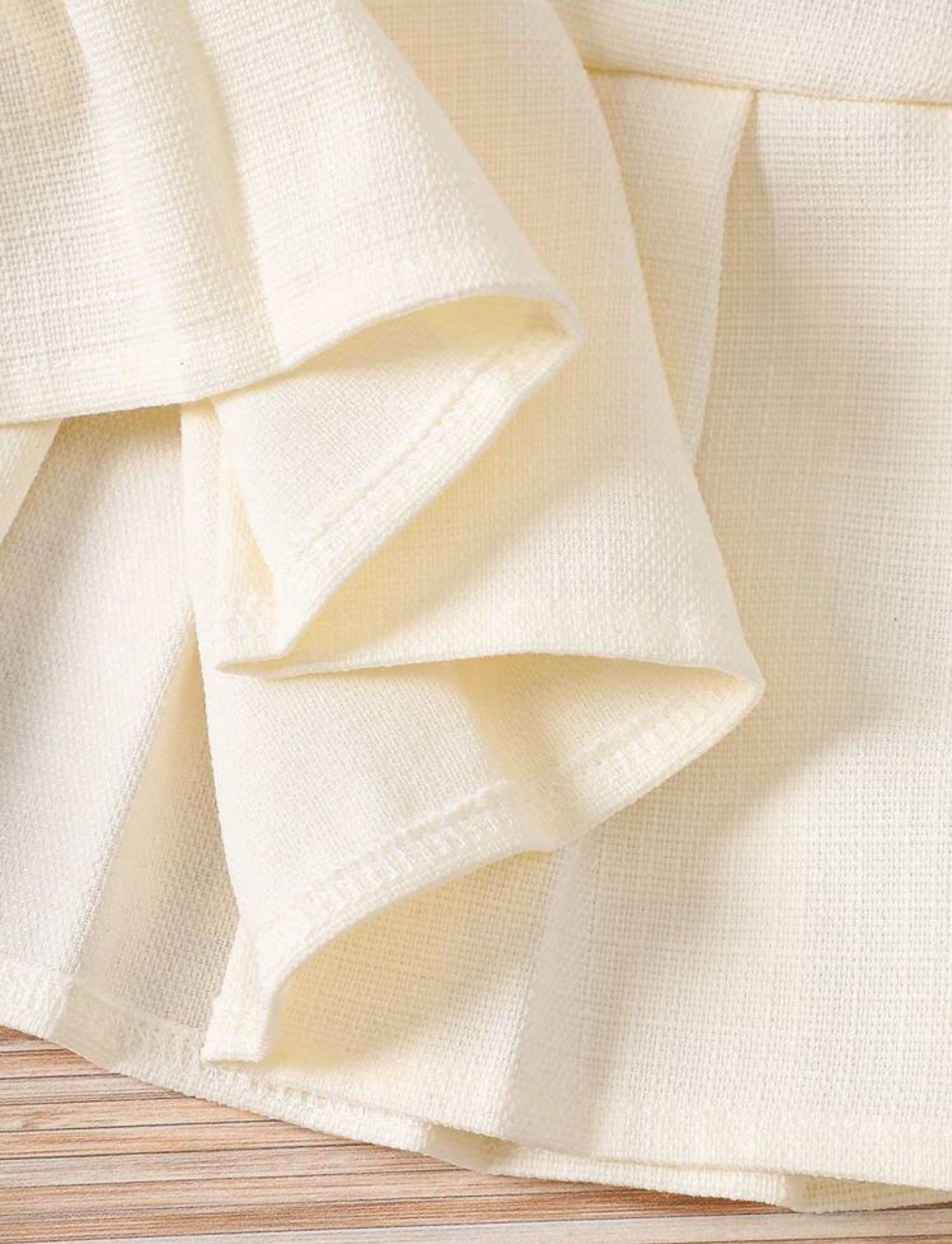Cozy Baby Girl White Puff Sleeve Dress with Bow, Pleated Hem Elegant Party Outfit for Spring, Summer & Fall