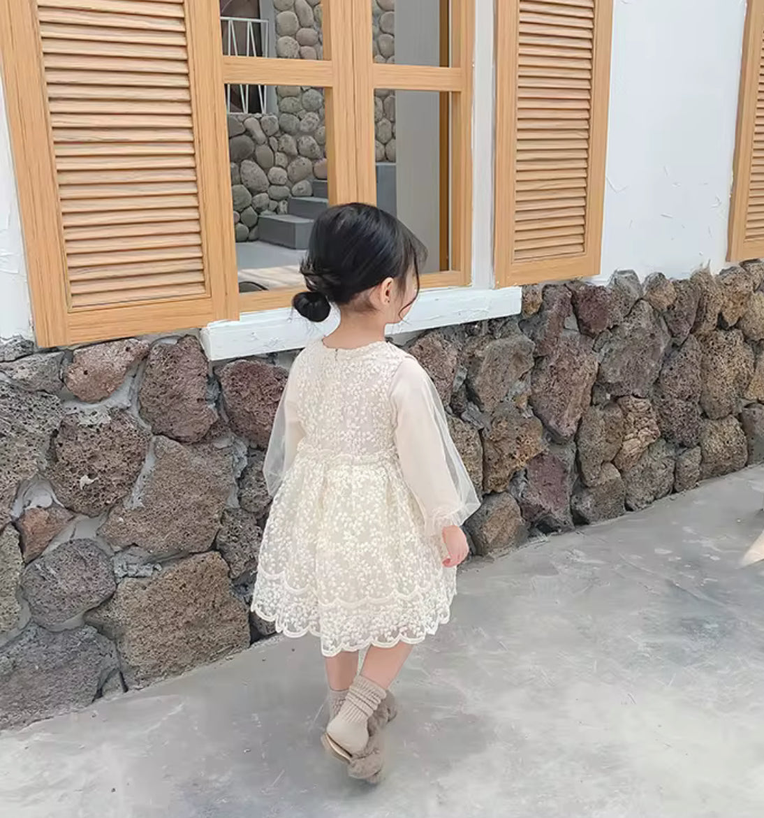 Baby Girls Dress Embroidered Mesh Lace Dress
