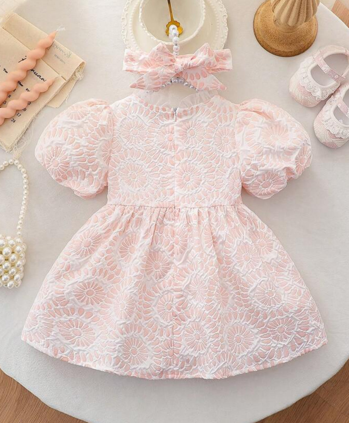 Baby Girl Floral Ruffle Sleeve Dress with Matching Headband Cute Short Sleeve Outfit for Everyday Wear & Special Occasions