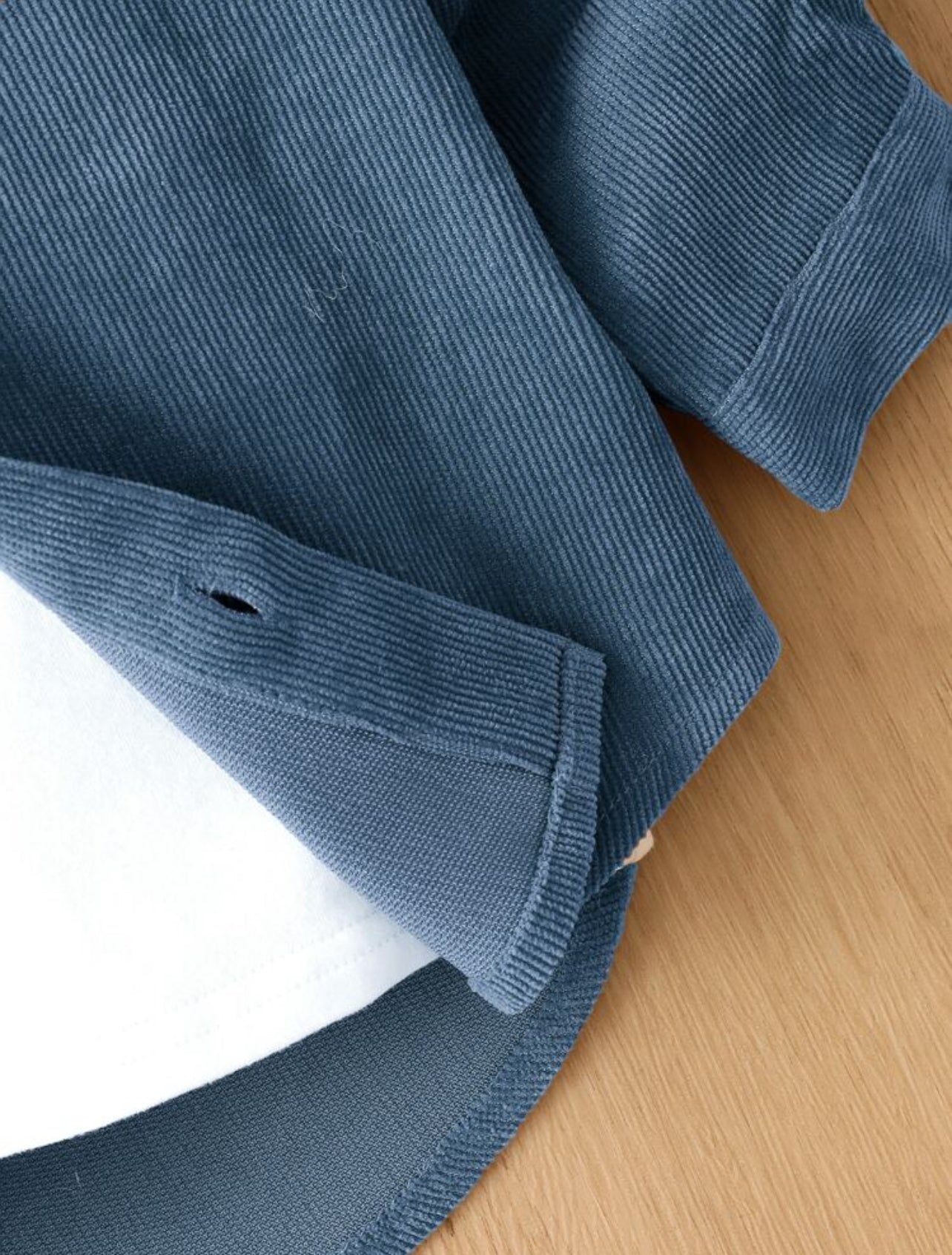 Blue Textured Hooded Coat (Tee not Included)