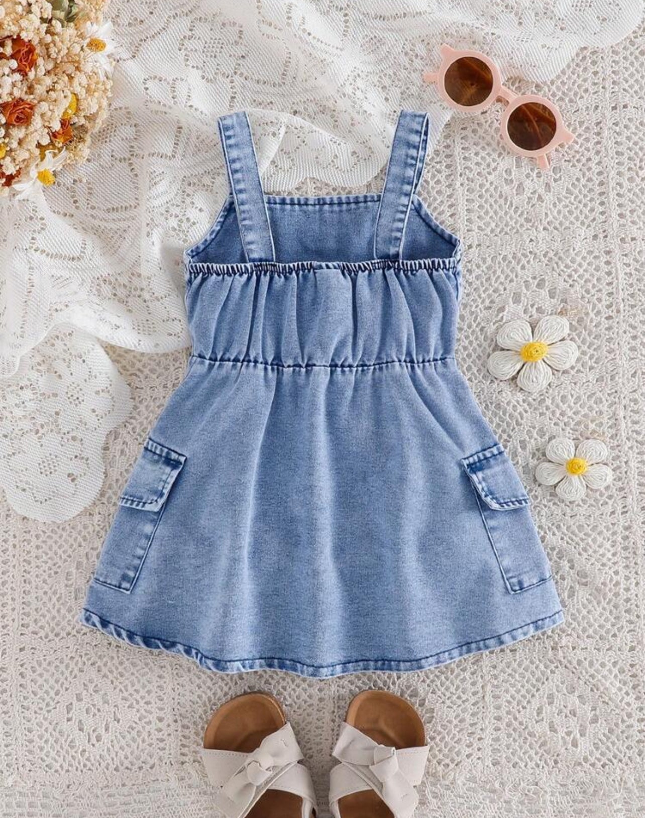 Toddler Girl Denim Overall Dress Casual Summer Spaghetti Strap