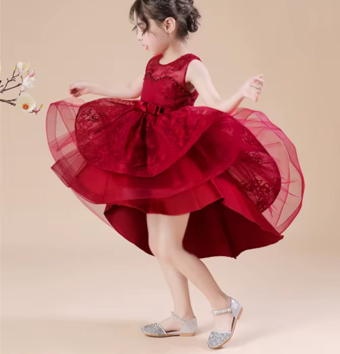 Elegant Princess Ball Gown Girl Flower Dress