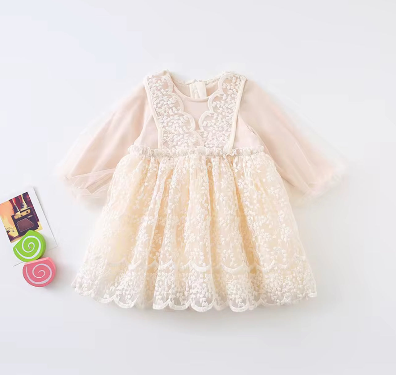 Baby Girls Dress Embroidered Mesh Lace Dress