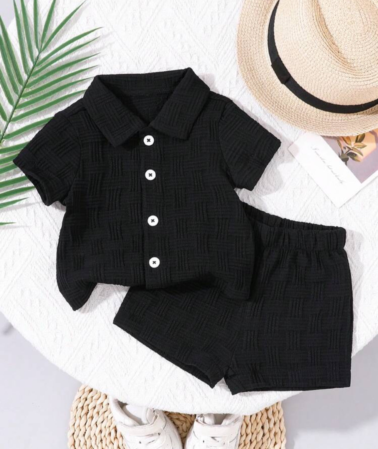 Baby Boy 2 Piece Set Textured Shirt & Shorts