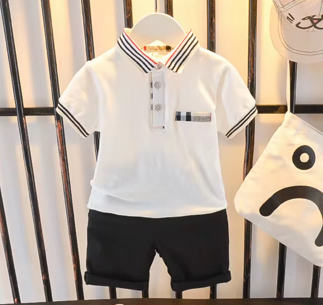2-Piece Striped Short Sleeve T-Shirt & Shorts Set