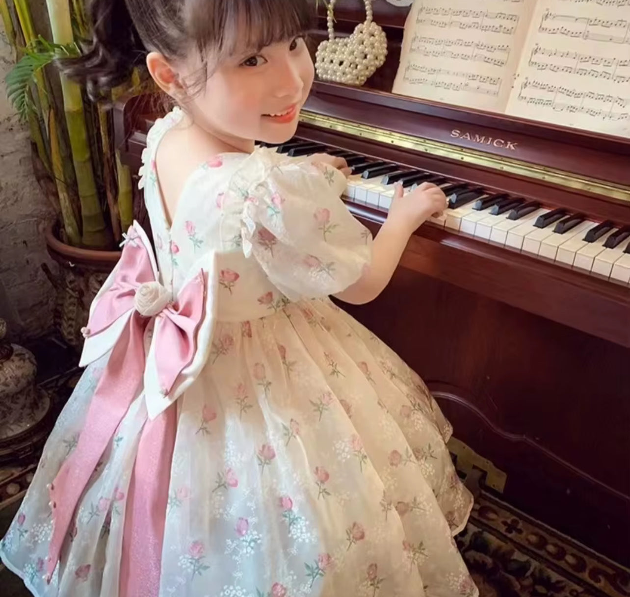 Shimmer Summer Puff Sleeve Baby Girl Dress