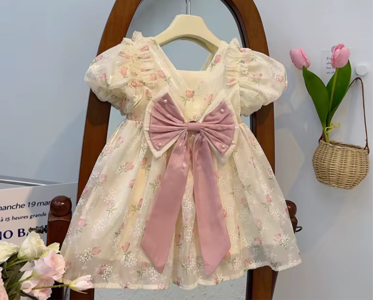 Shimmer Summer Puff Sleeve Baby Girl Dress
