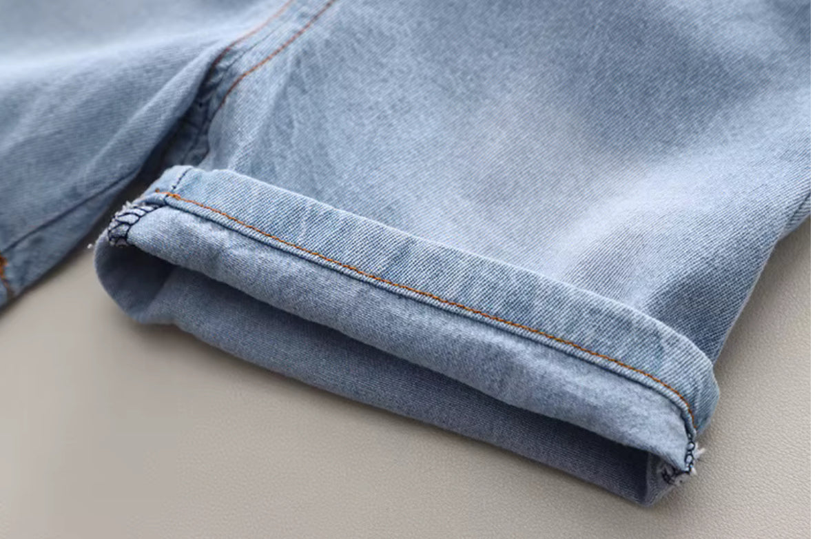 Boys Casual Summer 2 Pcs Set Denim Shorts