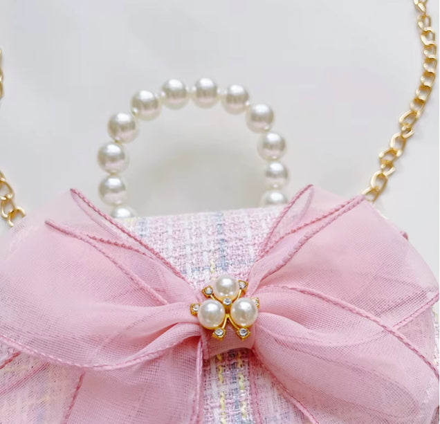 Big Bow Crossbody Pearl Handle Handbag
