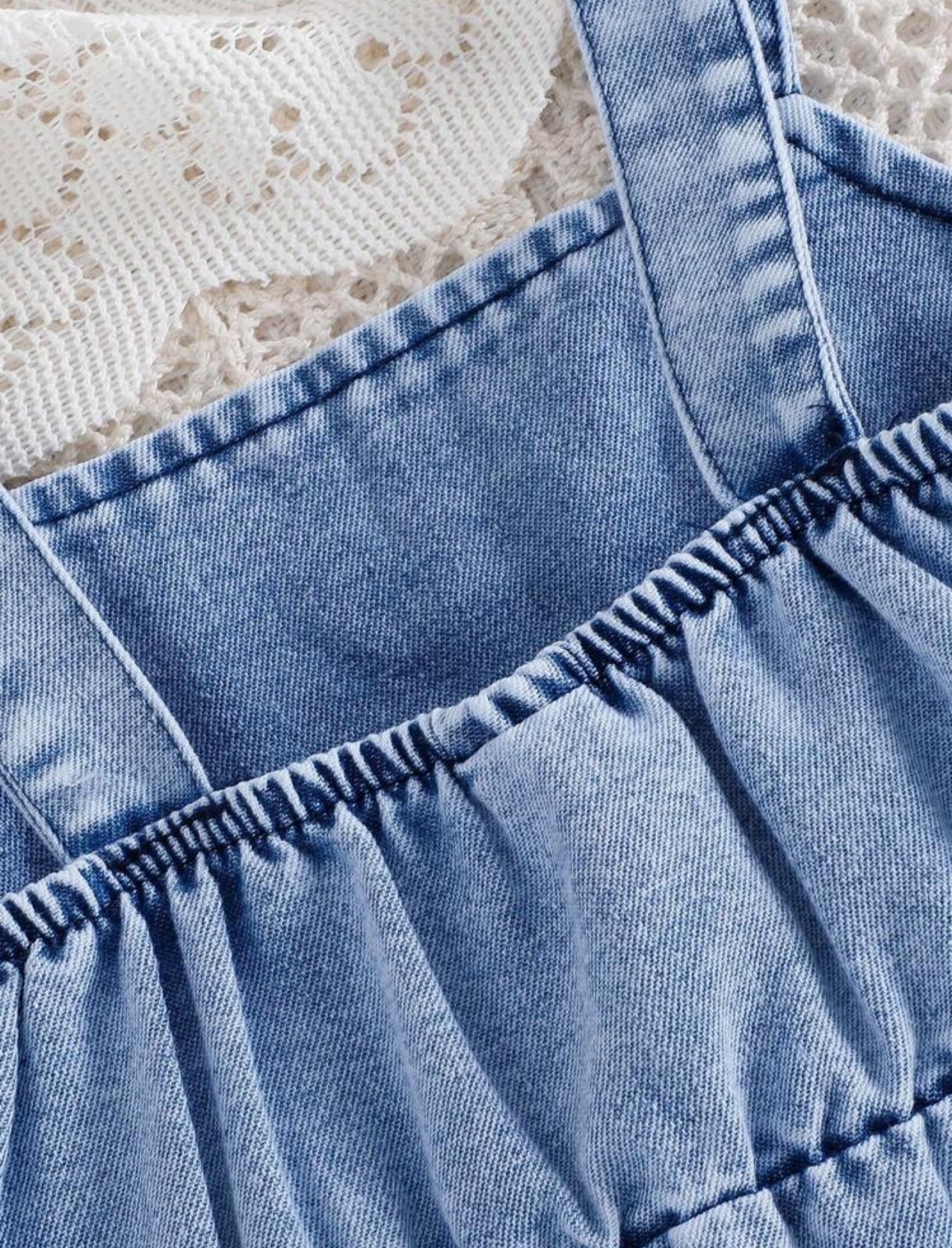 Toddler Girl Denim Overall Dress Casual Summer Spaghetti Strap