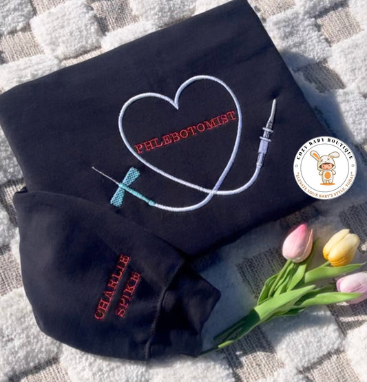 Custom Hospital Hoodie | Butterfly Needle Heart Design