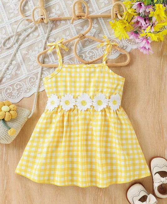 Toddler Girl Summer Dress Cute Floral Appliqué Sundress for Girls