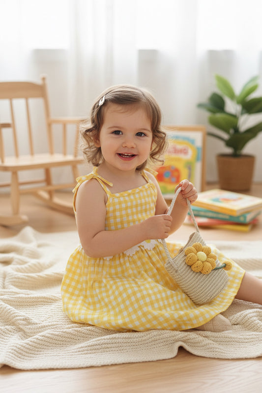 Toddler Girl Summer Dress Cute Floral Appliqué Sundress for Girls