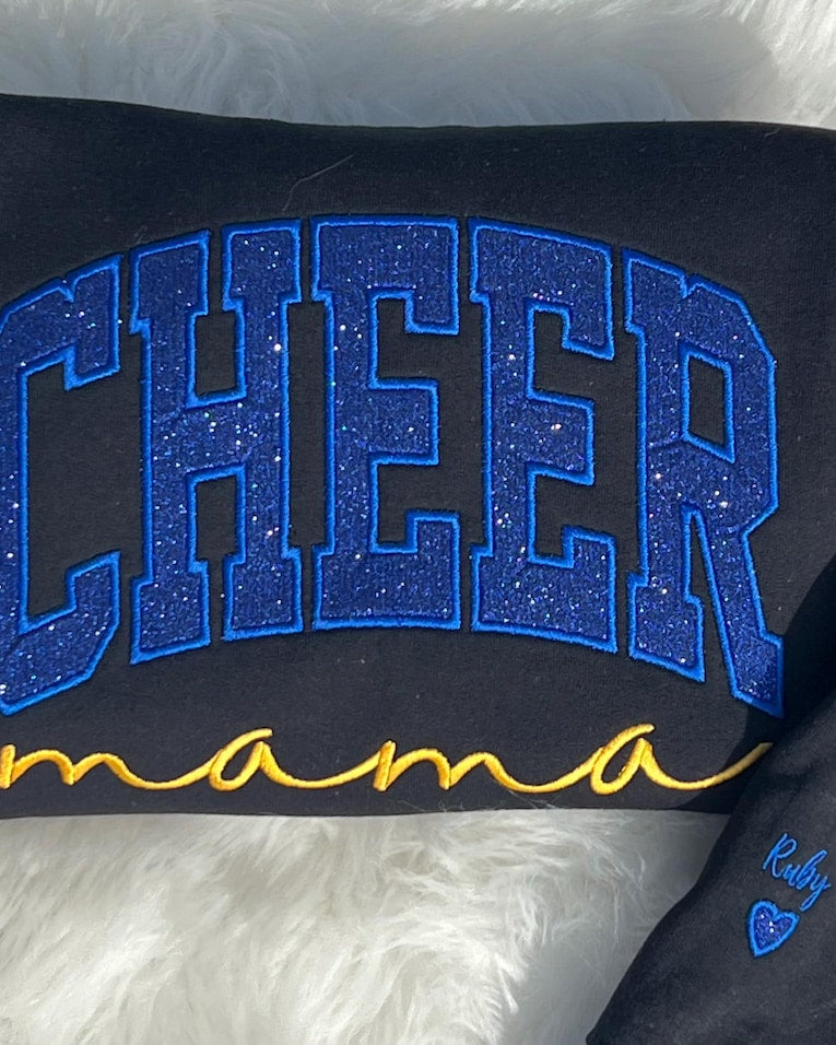 Cheer Custom “Mama” Sparkle Glitter Hoodie