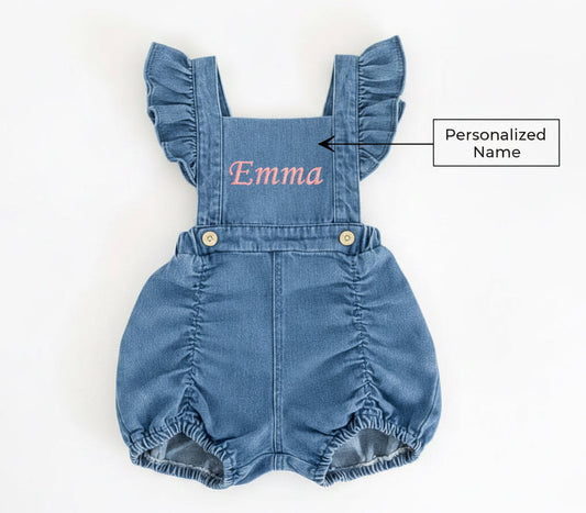 Personalized Denim Bubble Romper