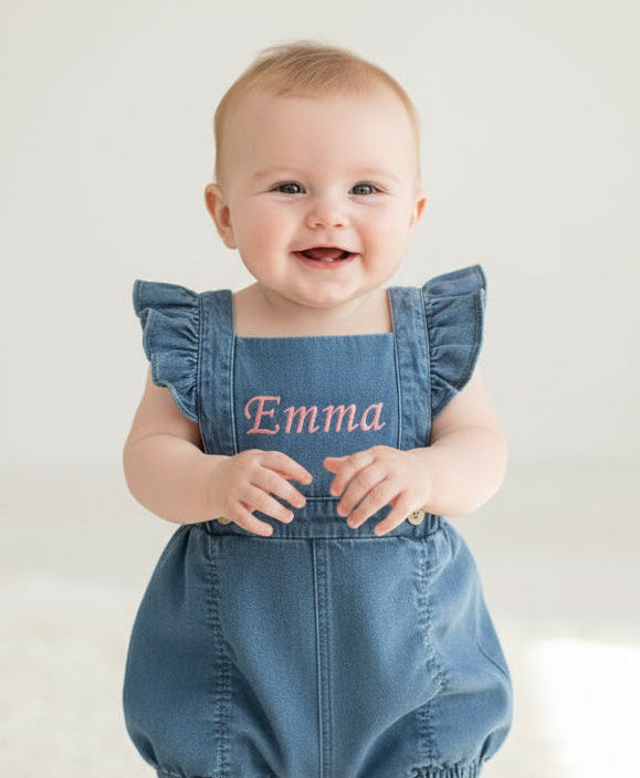 Personalized Denim Bubble Romper