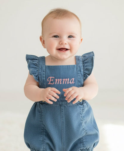 Personalized Denim Bubble Romper