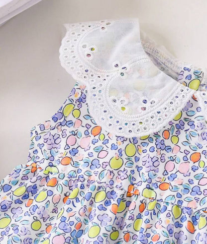 Baby Girl Cute Casual Vintage Floral Dress Ruffle Collar