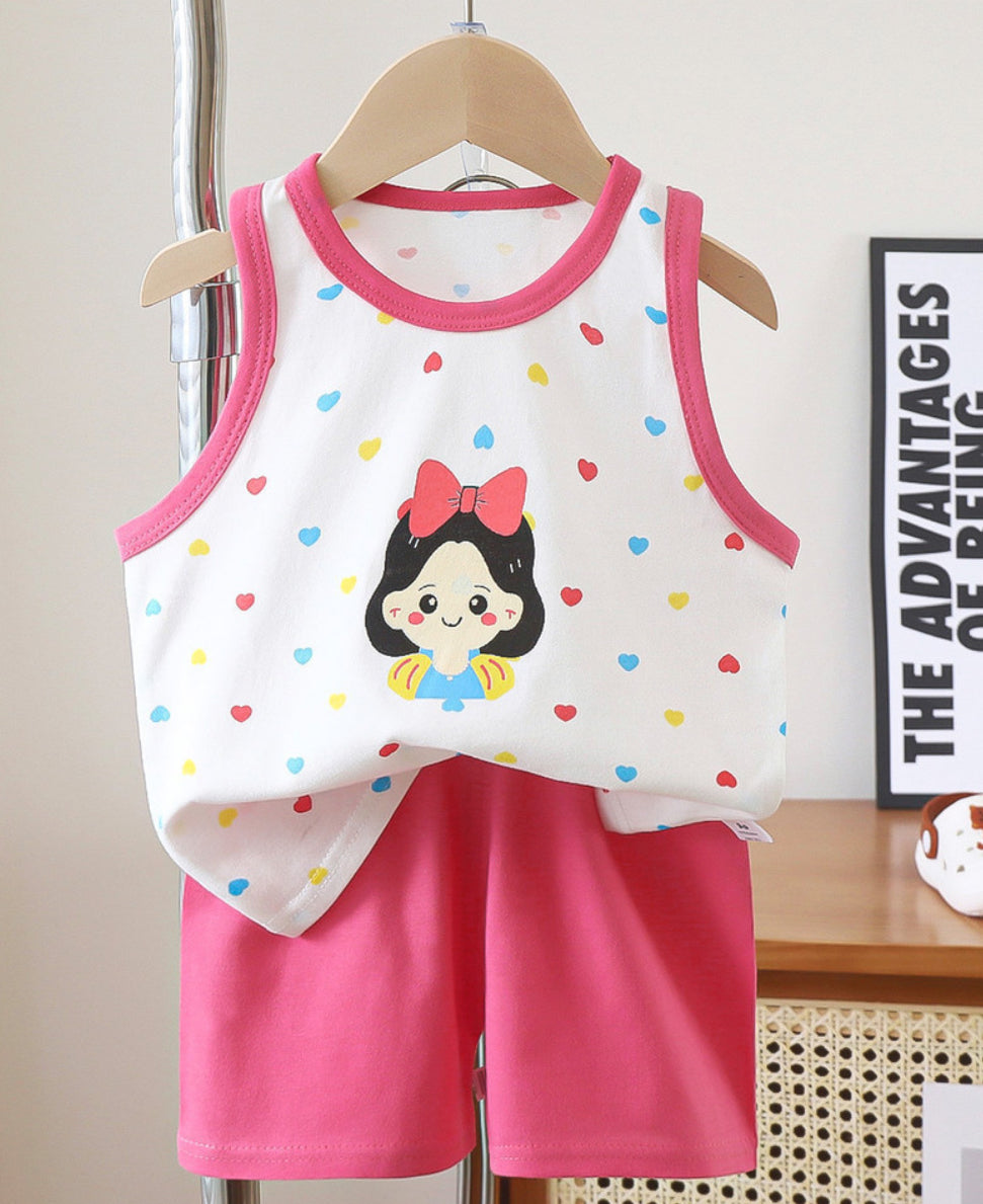 Baby Princess Cartoon Top & Shorts Set