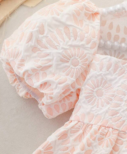 Baby Girl Floral Ruffle Sleeve Dress with Matching Headband Cute Short Sleeve Outfit for Everyday Wear & Special Occasions