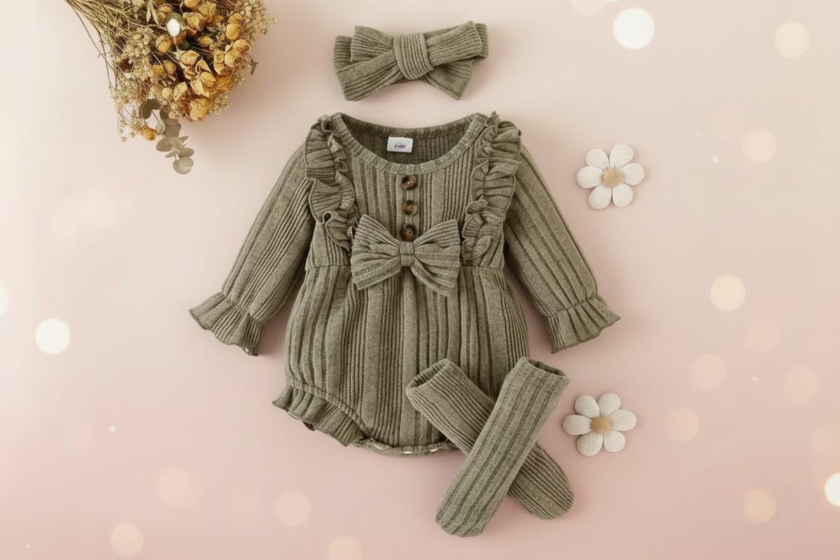 Ruffle Jumpsuit, Legging Socks & Matching Headband