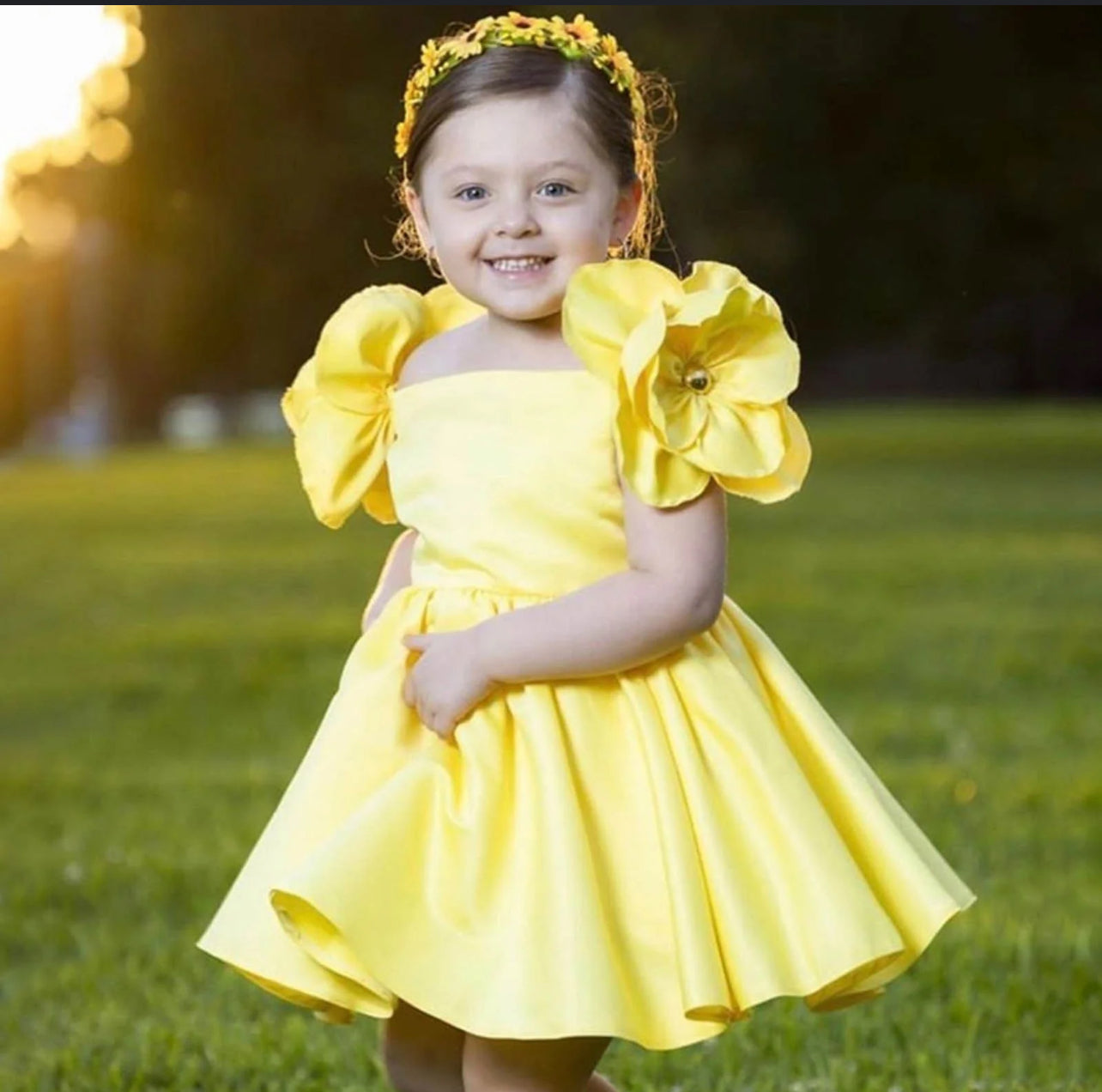Birthday Girl Dress (3D Flower Shoulder)
