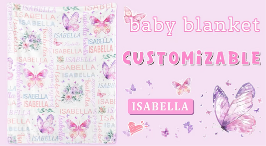 Butterfly Kids Blanket + Name Personalization