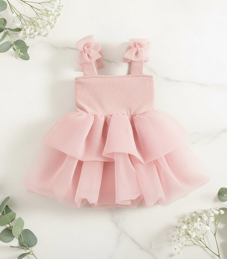 Bow Straps Mesh Tutu Dress