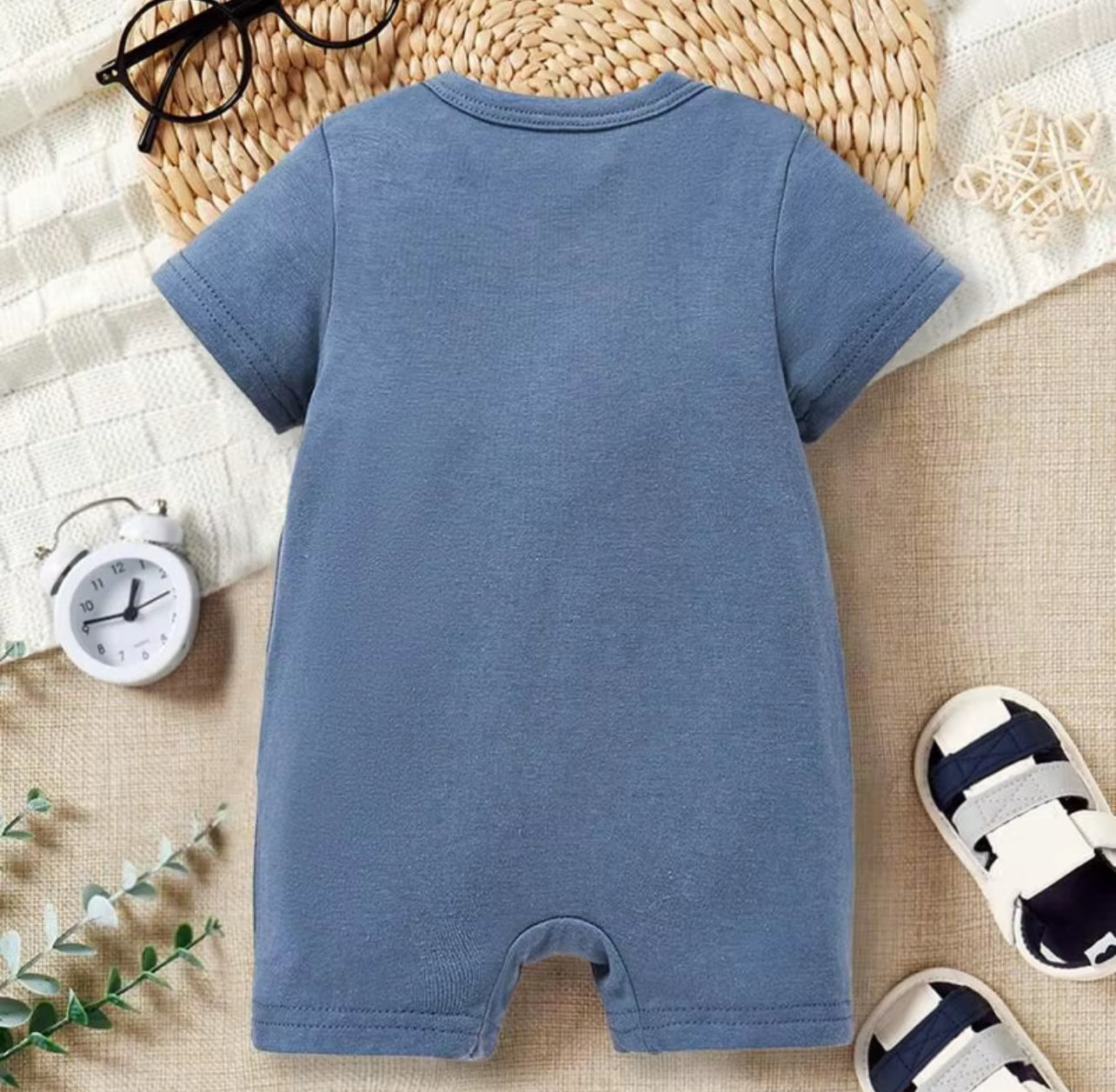 Soft Terry Baby Onesie – Unisex Short Sleeve Romper with Buttons