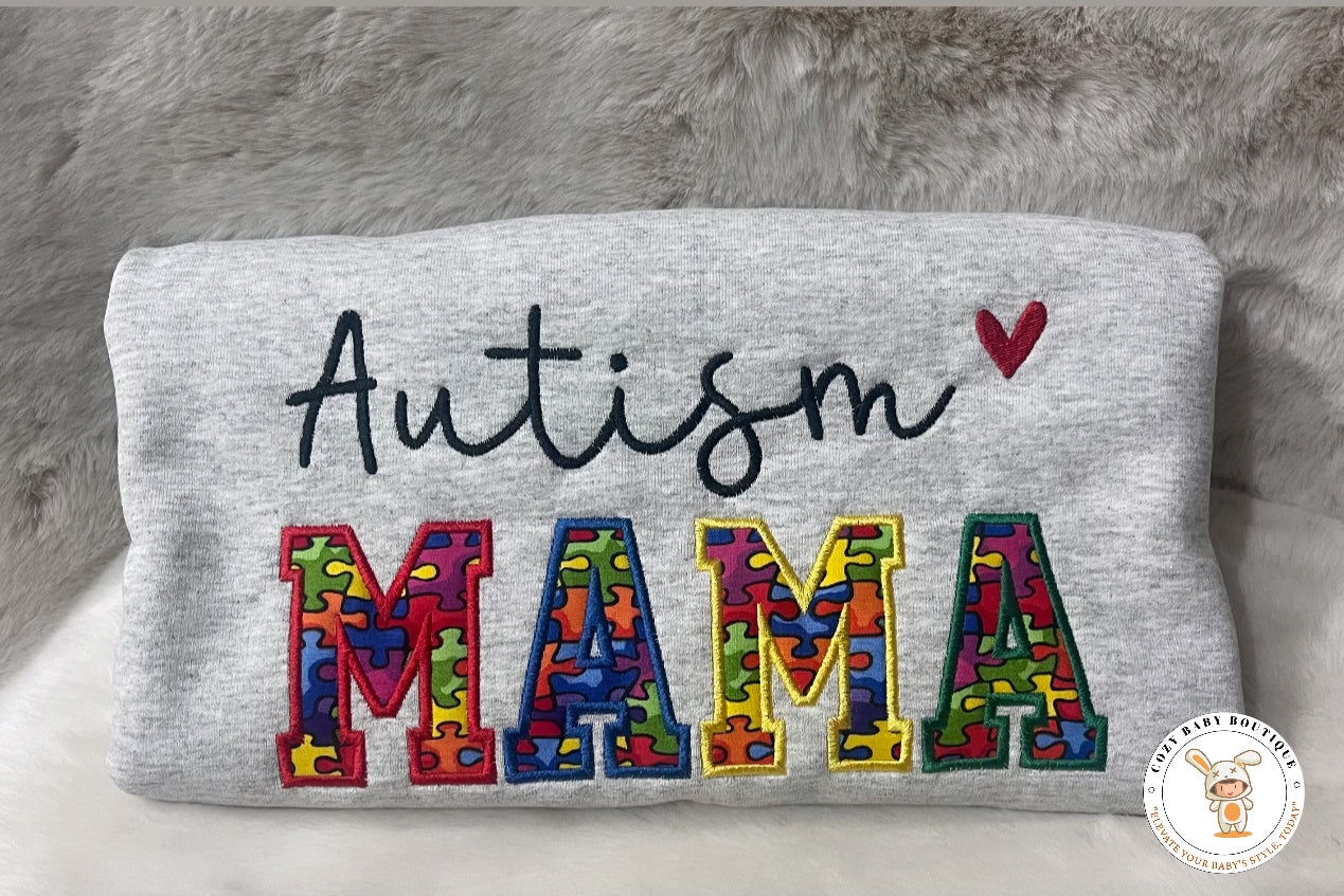Autism MAMA Hoodie/Sweater – Personalized Keepsake + Custom Sleeve name or Special phrase