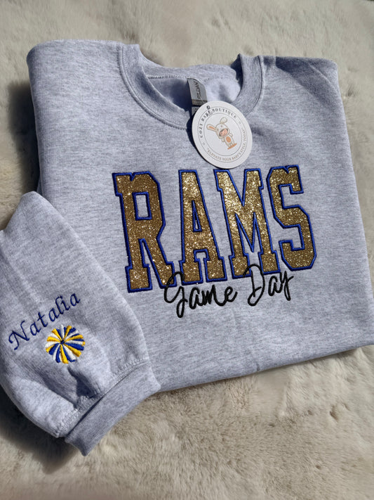 Custom Glitter Team Embroidered Sweatshirt