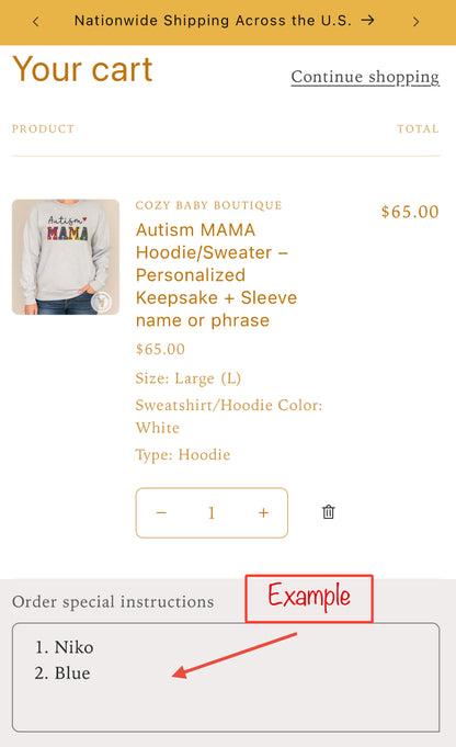 Autism MAMA Hoodie/Sweater – Personalized Keepsake + Custom Sleeve name or Special phrase
