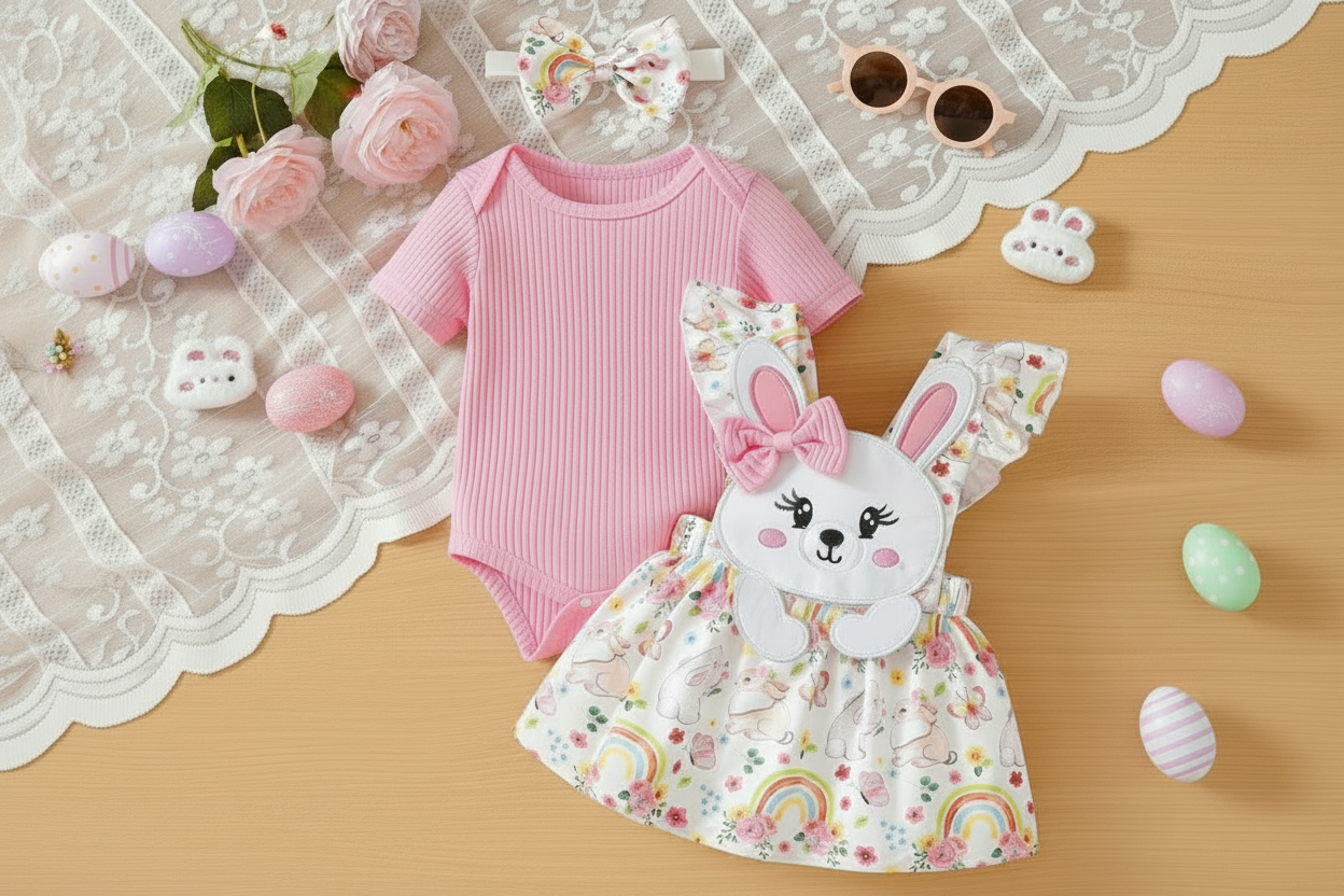3-Piece Easter Romper, Dress & Headband