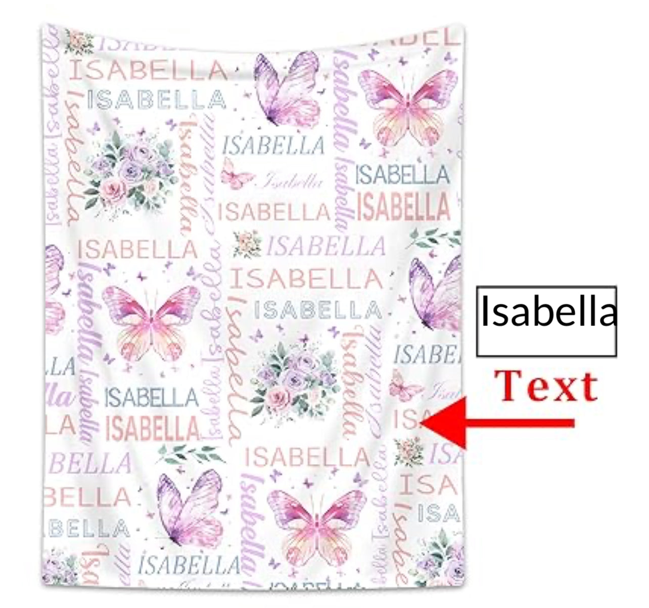Butterfly Kids Blanket + Name Personalization