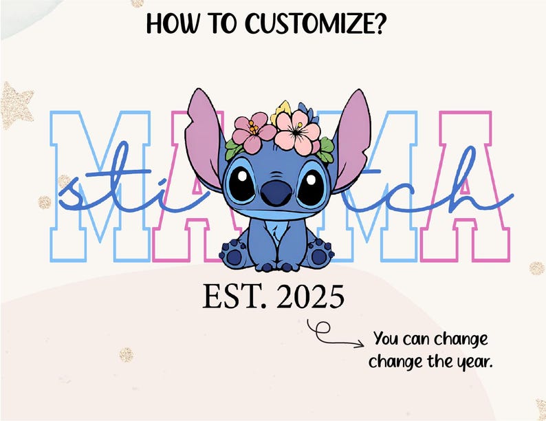 Mama Sweatshirt with Blue Alien Stitch Sleeve Name(s) Optional