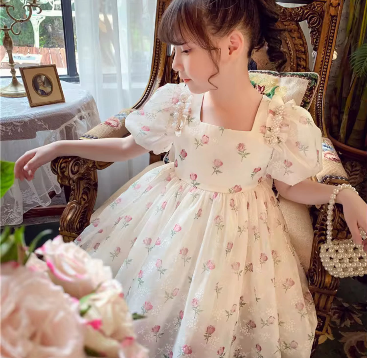 Shimmer Summer Puff Sleeve Baby Girl Dress