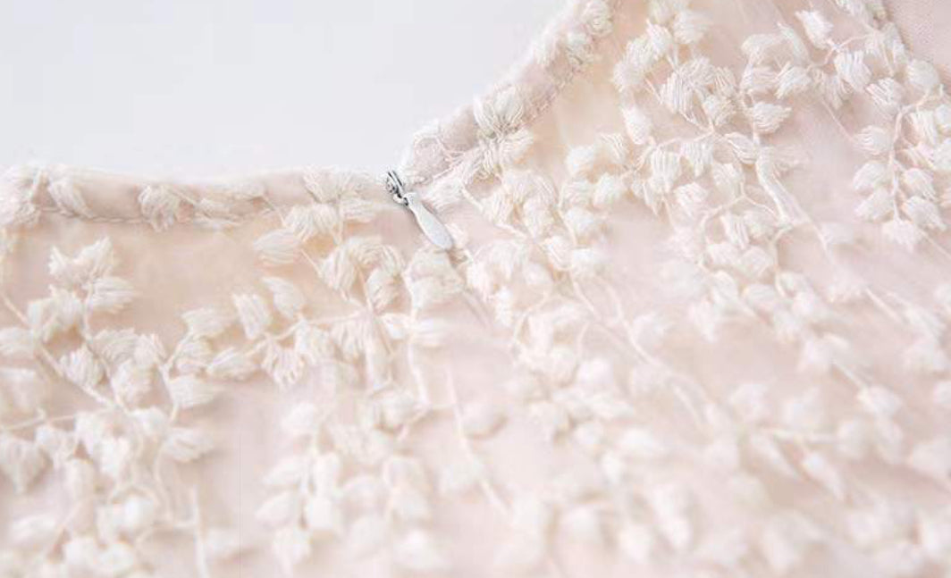 Mesh EmbroideredLace Dress