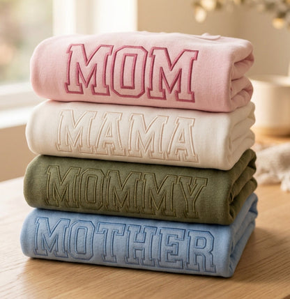 Custom MOM Embroidered Sweatshirt or Hoodie