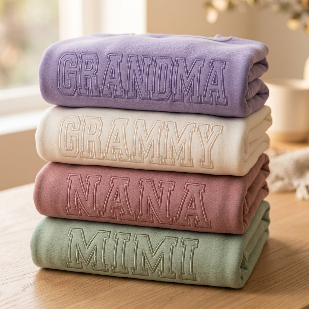 Custom GRANDMA Embroidered Sweatshirt or Hoodie
