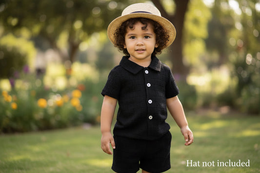 Baby Boy 2 Piece Set Textured Shirt & Shorts