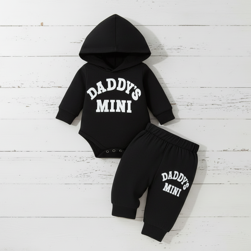 Hooded Long-Sleeve 2-Piece Set Daddy’s Mini Hoodie & Pants Outfit