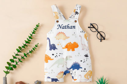 Baby Boy Cartoon Dinosaur Overalls