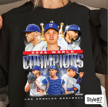 Retro Baseball Champions T-Shirt Blue & Gold “Back to Back Wins” Graphic