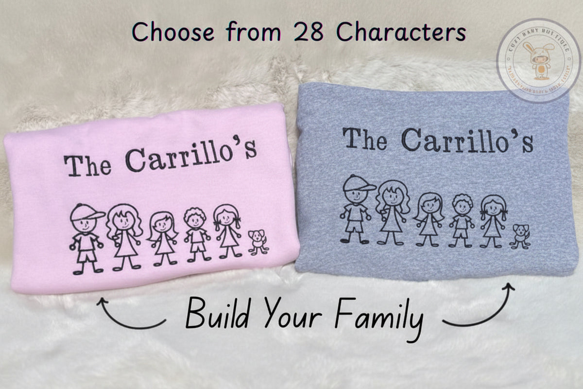 Stick Figure Family Embroidered Sweatshirt