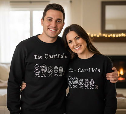 Build Your Own Stick Figure Family Embroidered Custom Crewneck