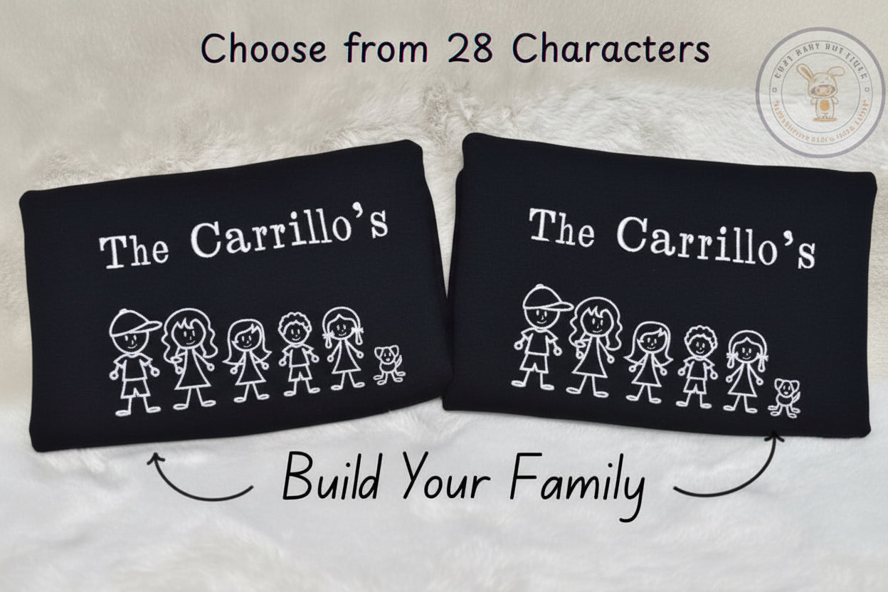 Build Your Own Stick Figure Family Embroidered Custom Crewneck