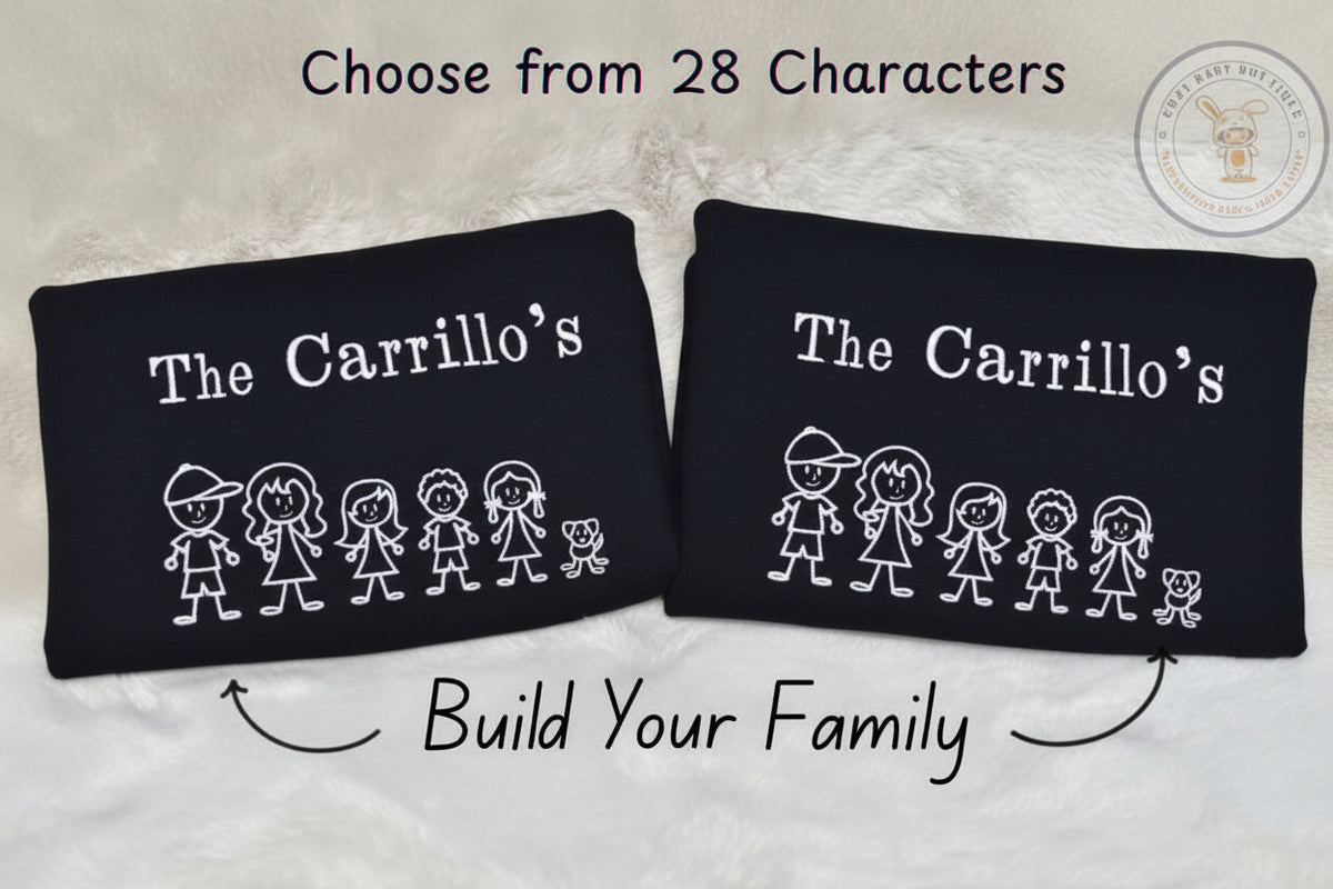 Stick Figure Family Embroidered Sweatshirt