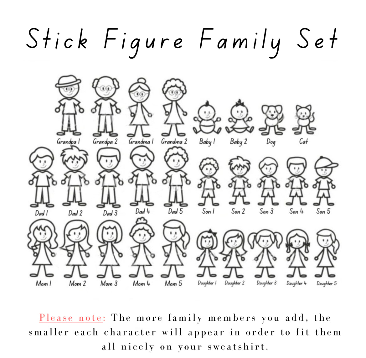 Build Your Own Stick Figure Family Custom Crewneck