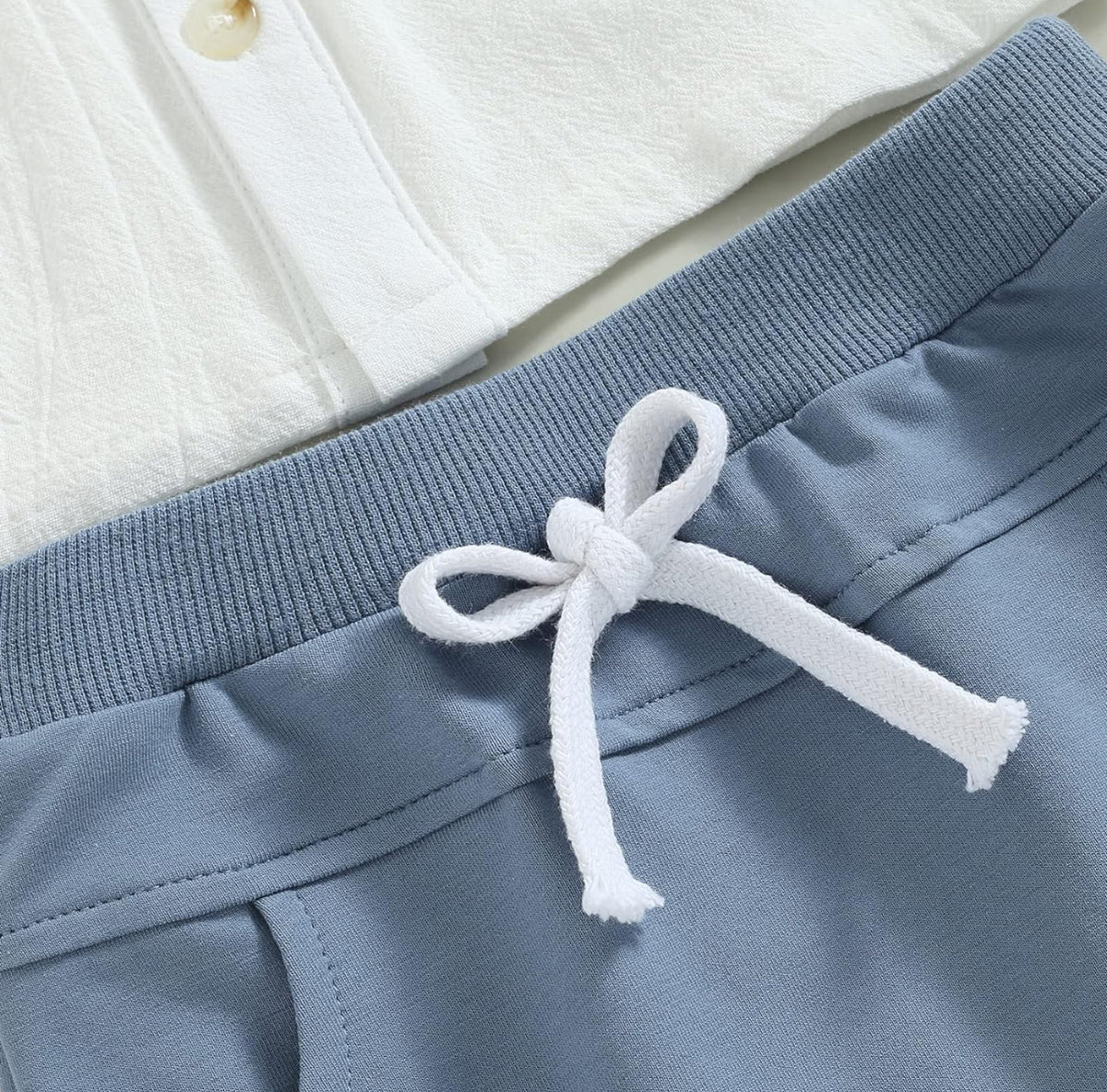 Solid Color Button-Up T-Shirt & Shorts