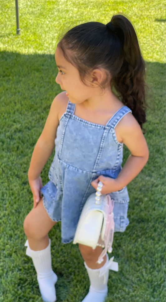 Toddler Girl Denim Overall Dress Casual Summer Spaghetti Strap